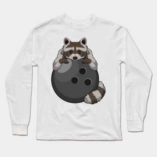 Raccoon at Bowling with Bowling ball Long Sleeve T-Shirt